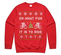 Sanfran Clothing Cycling Oh What Fun It Is To Ride Christmas Sweatshirt Bicycle Cycle Gift Xmas Jumper Sweater 3XL / Red
