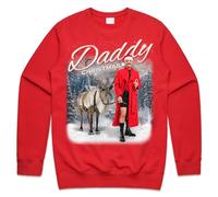 Sanfran Clothing Daddy Christmas Top Pedro Pascal Xmas Funny Gift 90s State of Mind Gift Meme Jumper Sweater Extra Large/Red