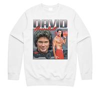 Sanfran Clothing David Hasselhoff Homage Top Funny 80s Knight Rider Kitt Vintage Dad Jumper Sweater Medium/White