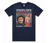 Sanfran Clothing David Hasselhoff Homage Top Funny 80s Knight Rider Kitt Vintage Dad T-Shirt 3XL / Navy Blue
