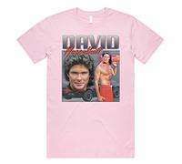Sanfran Clothing David Hasselhoff Homage Top Funny 80s Knight Rider Kitt Vintage Dad T-Shirt Medium/Light Pink