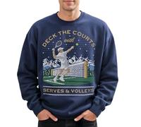 Sanfran Clothing Deck The Courts Christmas Jumper With Serves And Volleys Padel Tennis Sport Racquet Ugly Xmas Unisex Sweater Sweatshirt Extra Large/Navy Blue