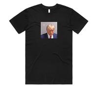 Sanfran Clothing Donald Trump Mugshot US Politics President 2024 Funny T-Shirt Tee Top Large/Black
