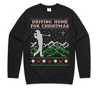 Sanfran Clothing Driving Home for Christmas Top Xmas Golf Tees Balls Club Chris Rea Funny Gift Jumper Sweater Small/Black