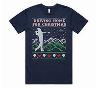 Sanfran Clothing Driving Home for Christmas Top Xmas Golf Tees Balls Club Chris Rea Funny Gift T-Shirt Large/Navy Blue