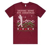 Sanfran Clothing Driving Home for Christmas Top Xmas Golf Tees Balls Club Chris Rea Funny Gift T-Shirt Large/Maroon