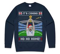 Sanfran Clothing England World Cup Christmas Sweatshirt Xmas It's Coming Ho Ho Home 2022 Football Jumper Sweater Extra Large/Navy Blue
