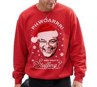 Sanfran Clothing Greg Wallace Christmas Jumper Funny Festive Chef Foodie Who Want's Stuffing Ugly Xmas Office Party Sweater Sweatshirt Large/Red