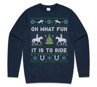 Sanfran Clothing Horse Riding Oh What Fun It Is To Ride Christmas Sweatshirt Horses Gift Pony Xmas Jumper Sweater Medium/Navy Blue