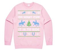 Sanfran Clothing Horse Riding Oh What Fun It Is To Ride Christmas Sweatshirt Horses Gift Pony Xmas Jumper Sweater Age 10 / Pink