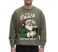 Sanfran Clothing I Saw Santa Splitting The G Christmas Jumper Sweater Sweatshirt Funny Drinking Beer Stout Pint Unisex Small/Forest Green
