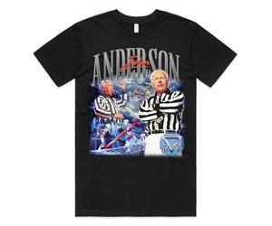 Sanfran Clothing John Anderson Homage Top Gladiators 90's Retro TV Show Ref Referee Vintage The Wolf Gift T-Shirt 3XL / Black