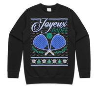 Sanfran Clothing Joyeux Padel Christmas Top Funny Tennis Sport Team 2024 Gift Racket Racquet Jumper Sweater Sweatshirt XXL/Black