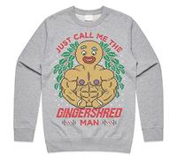 Sanfran Clothing Just Call Me The Gingershred Man Top Christmas Xmas Gingerbread Shred Fitness Exercise Bodybuilding Weights Workout Funny Gift Jumper Sweater 3XL / Light Grey