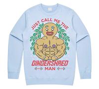 Sanfran Clothing Just Call Me The Gingershred Man Top Christmas Xmas Gingerbread Shred Fitness Exercise Bodybuilding Weights Workout Funny Gift Jumper Sweater Large/Light Blue