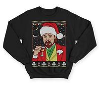 Sanfran Clothing Leonardo Meme Christmas Top Funny Drinking Laughing Xmas 2020 Gift Jumper Sweater Large/Black