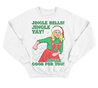 Sanfran Clothing Leslie Knope Jingle Bells Christmas Top Parks & Rec Recreation Gift Xmas Jumper Sweatshirt Medium/White