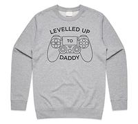 Sanfran Clothing Levelled Up To Daddy Top Father's Day New Dad Gift Pregnancy Jumper Sweater Medium/Light Grey