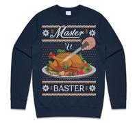 Sanfran Clothing Master Baster Christmas Top Funny Rude Dad Joke Xmas Joke Chef Cook Baste Turkey Jumper Sweater Sweatshirt 3XL / Navy Blue