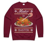 Sanfran Clothing Master Baster Christmas Top Funny Rude Dad Joke Xmas Joke Chef Cook Baste Turkey Jumper Sweater Sweatshirt Extra Large/Maroon