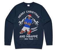 Sanfran Clothing Merry Christmas And Mbappe New Year Christmas Sweatshirt Xmas France Funny Football World Cup Jumper Sweater Age 5 / Navy Blue