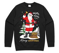 Sanfran Clothing Merry Cryptmas Christmas Top Sweater Xmas Funny BTC Crypto Cryptocurrency Stocks Jumper Sweater Large/Black