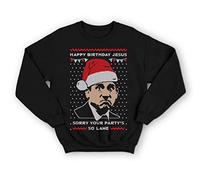 Sanfran Clothing Michael Scott Christmas Funny Happy Birthday Jesus US Office Jumper Sweater XXL/Black