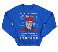 Sanfran Clothing Michael Scott Santa Bond Christmas Sweatshirt Top Funny The US Office Show Jumper Sweater Small/Royal Blue