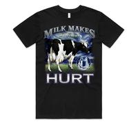 Sanfran Clothing Milk Makes My Tummy Hurt Top Funny Meme Lactose Tolerant Gift Retro T-Shirt Extra Large/Black
