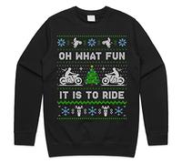 Sanfran Clothing Motorbike Oh What Fun It Is To Ride Christmas Sweatshirt Biking Biker Motorcycle Xmas Jumper Sweater XXL/Black