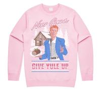 Sanfran Clothing Never Gonna Give Yule Up Christmas Top Xmas Funny Rick Rock Roll Meme Retro 80’s Neon Give You Up Gift Jumper Sweater Sweatshirt XXL/Light Pink