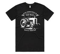 Sanfran Clothing Never Underestimate an Old Man with A Tractor Top Men's Farming Gift T-Shirt 3XL / Black