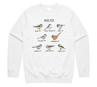 Sanfran Clothing Nice Tits Top Funny Bird Watching Gift Men Dad Gift Birder Birding Jumper Sweater Small/White