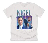 Sanfran Clothing Nigel Farage Homage Funny UK UKIP Political Brexit Party EU 90's Retro T-Shirt Small/White