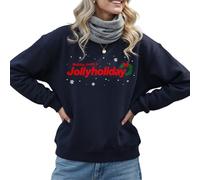 Sanfran Clothing Nothing Beats A Jolly Holiday Christmas Jumper Jet2 Jet 2 Funny Ugly Xmas Office Party Unisex Sweater Sweatshirt Large/Navy Blue