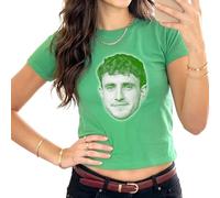 Sanfran Clothing Paul Mescal Irish Baby Tee T-Shirt Top St Patrick's Day Paddy's 4 Leaf Clover Shamrock Lucky 7 Y2K 90s Youth Irish Green - XS