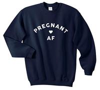Sanfran Clothing Pregnant AF Top Gender Reveal Having A Baby Mother Pregnancy Jumper Sweater - Extra Large/Navy Blue
