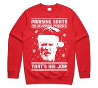 Sanfran Clothing Roy Keane Christmas Top Funny Ugly Xmas Gift Praising Santa For Delivering Presents That’s His Job Jumper Sweater Sweatshirt Extra Large/Red