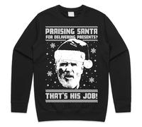 Sanfran Clothing Roy Keane Christmas Top Funny Ugly Xmas Gift Praising Santa For Delivering Presents That’s His Job Jumper Sweater Sweatshirt 5XL / Black