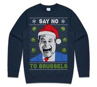 Sanfran Clothing Say No To Brussels Christmas Top Nigel Farage Brexit EU Political Politics Xmas Sprouts Jumper Sweater Sweatshirt