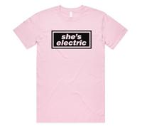 Sanfran Clothing She's Electric Top Britpop UK 90s 00s Merch Tour Rock Band 2025 Sunshine Going Unisex T-Shirt Tee Small/Pink