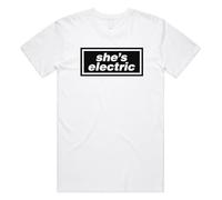 Sanfran Clothing She's Electric Top Britpop UK 90s 00s Merch Tour Rock Band 2025 Sunshine Going Unisex T-Shirt Tee Large/White