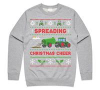 Sanfran Clothing Spreading Christmas Cheer Farming Sweatshirt Funny Farmer Tractor Dad Xmas Gift Jumper Sweater Medium/Light Grey