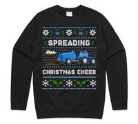 Sanfran Clothing Spreading Christmas Cheer Farming Top Xmas Funny Farmer Tractor Dad Jumper Sweater Medium/Black