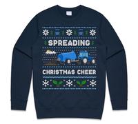 Sanfran Clothing Spreading Christmas Cheer Farming Top Xmas Funny Farmer Tractor Dad Jumper Sweater Extra Large/Navy Blue