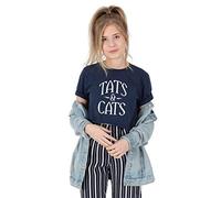 Sanfran Clothing Tats and Cats Top Funny Slogan Cat Lover Tattoo Tattoos Obsessed Gift Crop Top Shirt Small/Navy Blue