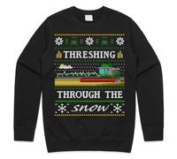Sanfran Clothing Threshing Through The Snow Green Christmas Xmas Funny Farmer Farming Gift Jumper Sweater Sweatshirt Large/Black