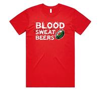 Sanfran Clothing Wales Blood Sweat & Beers Top Funny Welsh Rugby Supporters Team Game T-Shirt 5XL / Red