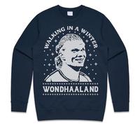 Sanfran Clothing Walking In A Winter WondHAALAND Top Christmas Xmas Man Wonderland Haaland Football Norway City Jumper Sweater Age 5 / Navy Blue