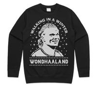 Sanfran Clothing Walking In A Winter WondHAALAND Top Christmas Xmas Man Wonderland Haaland Football Norway City Jumper Sweater 5XL / Black